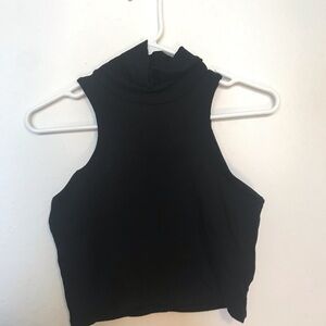 Pop flex Black Sleeveless Turtleneck Tank
